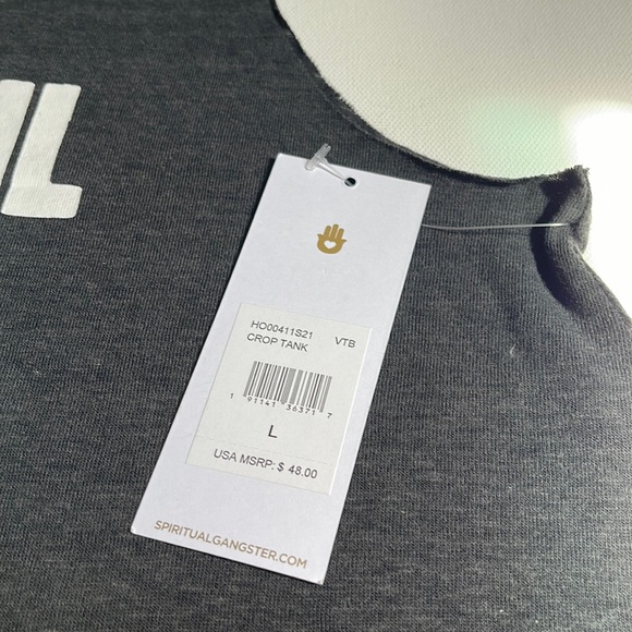 Spiritual Gangster “GRATEFUL” Crop Tank  | Gray| Large | NWT - Picture 3 of 8